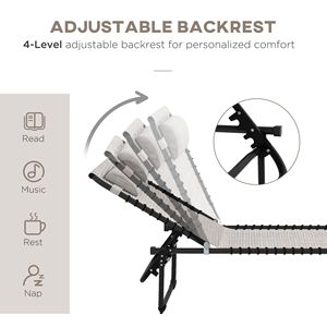 2 Lettini Prendisole Pieghevoli Blu Scuro con Schienale Reclinabile a 4 Posizioni, Cuscino, Rete Traspirante e Seduta con Elastici - Product Image 4