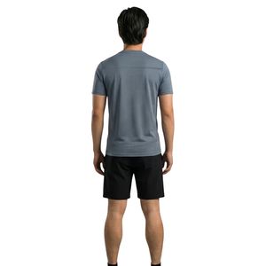 T-shirt gris en PU pour homme, léger, respirant, anti-transpiration, col rond, manches courtes, pour fitness, gym, entraînement, vêtements de sport - Product Image 4