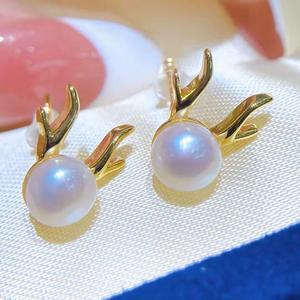 ต่างหูเงินแท้ 925 ประดับมุกน้ำจืดทรงเขากวาง สไตล์ชาติพันธุ์ใหม่ ปี 2022 สดใส สวยสง่า น่ารัก - Product Image 1