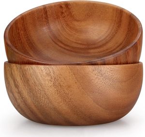 Bol en bois naturel fait à la main, bol de service en bois massif, bol décoratif pour fruits et salades, vaisselle pour la maison et les restaurants - Product Image 2