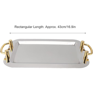 Bandeja Rectangular de Acero Inoxidable Más Vendida con Atractivo Asa Dorada, Bandeja Pulida Brillante para Uso en el Hogar, Restaurantes y Servicios de Catering - Product Image 6