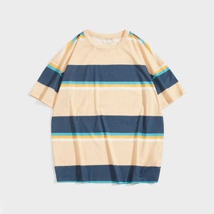 Camiseta de Algodón Preencogida a Rayas, Corte Clásico, Ropa Transpirable de Verano, Camiseta Sublimada Transpirable al por Mayor, Lisa o Estampada - Product Image 1