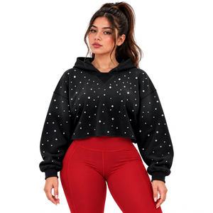 Private Label French Terry Cropped Hoodie Womens <b>Clothing</b> Brands USA Fashion Retailers Boutique Supply - Product Image 3