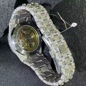 Trend Driven Moissanite & Stainless Steel <b>Case</b> 10 Bar Water Resistant <b>Watch</b> for Men Clean Dial Bracelet Clasp Premium Styling - Product Image 4