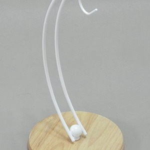 Estante de Almacenamiento Colgante de Metal Blanco con Base de Madera, Forma Circular, Mini Soporte Organizador para Decoración del Hogar - Product Image 5