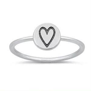 Anillo de Plata de Ley 925 en forma de corazón liso, anillo chapado en rodio, diseño hueco Retro, anillo de amor para mujer, joyería de plata chapada en oro - Product Image 1
