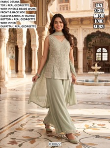 Pink Embroidered Sleeveless Top With <b>Palazzo</b> Pants And Dupatta Traditional Indian Wedding Wear For Women - Product Image 4