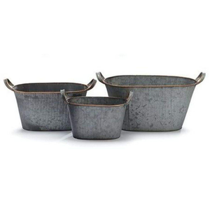 ชุดกระถางปลูกต้นไม้เหล็กชุบสังกะสีแบบร่อง 3 ใบ ขนาดใหญ่ ทนทานต่อสภาพอากาศ กระถางโลหะรูปวงรี สำหรับตกแต่งบ้านและสวน - Product Image 4