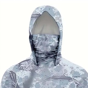 Pull à manches longues gris à motif personnalisé pour homme, chemise de pêche à capuche imprimée par sublimation, protection UPF 50, séchage rapide, polyester, vêtements d'extérieur - Product Image 2