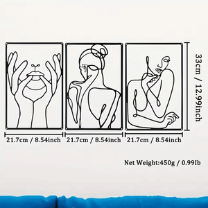 CIFbuy Set di 3 Pezzi Arte Murale Astratta in Metallo, Decorazione Minimalista con Disegni a Linee per Interni ed Esterni, Motivo Verticale, Regalo per le Feste, Servizio di Selezione - Product Image 3