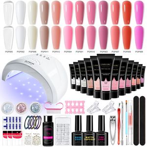 Kit professionale per estensione unghie in polygel Limegirl a 12 colori con lampada UV da 48 W e 100 punte rinforzanti per unghie - Product Image 1