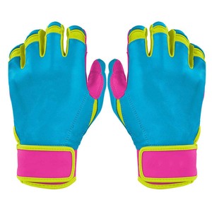 Gants de frappe rembourrés bleus, roses et jaunes, fermeture auto-agrippante, unisexe, pour entraînement adulte - Product Image 1