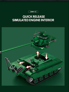 Tanque ligero militar AMX-13, bloques de construcción DIY a escala 1:28, vehículo francés, juguete de ladrillos para niños. - Product Image 5