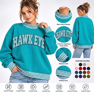 เสื้อสเวตเชิ้ตคอเต่าสไตล์วาร์ซิตี้สำหรับผู้หญิง ผ้าเทอร์รี่ลำลอง ปักตัวอักษรด้านหน้า เป็นมิตรกับสิ่งแวดล้อม ระบายอากาศได้ดี สำหรับสาวๆ - Product Image 1