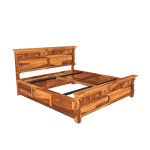 Teak Wood Platform <b>Bed</b> Frame Solid Wood Traditional Design Storage Base with Adjustable Slats - Product Image 3