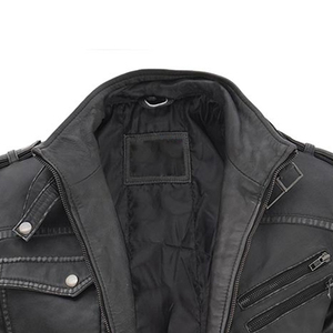 Chaqueta de Motociclista de Cuero PU para Hombre, Color Sólido, Cierre de Botones Cubiertos, Forro Polar, Transpirable, Resistente al Viento, Estilo Bomber Informal de Invierno - Product Image 6