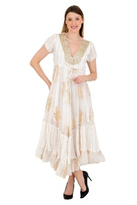 Europa Ocean Breeze venta al por mayor 2025 Boho Beach Maxi Sundress mujeres elegante Casual Gold Stripe trabajo boda vacaciones noche desgaste - Product Image 2