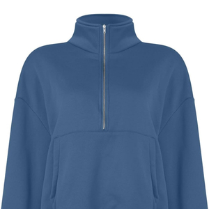 Sweat-shirt col roulé imprimé oversize pour femme avec fermeture éclair 1/4, 100 % coton, streetwear d'hiver, fermeture éclair courte, prix abordable, personnalisable OEM - Product Image 4