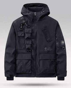 Men's Tactical Techwear <b>Jacket</b> Streetwear Multi-pocket Hooded Windbreaker Utility Cargo Coat Urban Functional Outdoor Clothing - Product Image 2