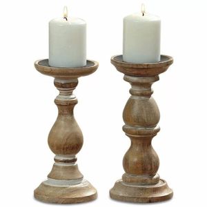 Rustic Wooden Pillar <b>Candle</b> Holder <b>Set</b> Handcrafted Farmhouse Decorative Wood Taper Stand for Wedding Centerpiece <b>Candle</b> Pillar - Product Image 1