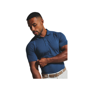 Polo de Algodón Azul de Manga Corta para Hombre, Color Sólido, Informal, Tejido Transpirable, Corte Regular - Product Image 4