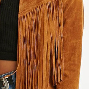 Nueva Chaqueta de Cuero con Flecos para Mujer, de Primera Calidad, al por Mayor, con Forro de Viscosa Teñida, Tela Suave y Transpirable, Estilo Occidental, Cómoda y Moderna - Product Image 3