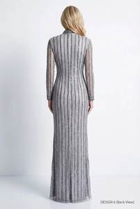 Vestido de Noche de Lujo con Cuello Alto y Cuentas 2026, Vestido Largo de Manga Larga con Rayas Verticales de Lentejuelas para Fiesta Formal, Venta al Por Mayor - Product Image 4