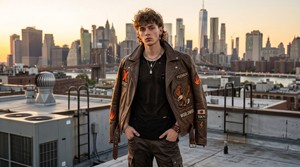 Créez votre propre veste de moto pour homme en cuir véritable, écologique et coupe-vent, avec des motifs de patchs brodés personnalisés et impression. - Product Image 3