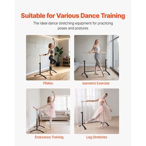 Barra da Balletto Portatile Autoportante da 4 Piedi, Altezza Regolabile, Anti-Scuotimento, Attrezzatura per Fitness e Ginnastica - Product Image 5