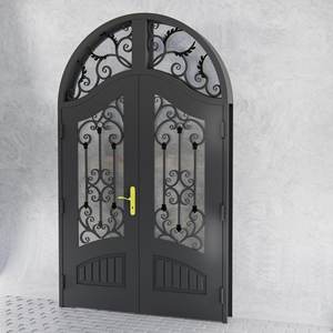 Porte d'entrée principale de luxe en fer forgé, design robuste en acier, porte de sécurité étanche pour usage extérieur, styles postmodernes - Product Image 6