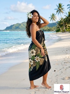 Paréo tissé personnalisé à pois, Sarong polynésien léger à motifs floraux, Cache-maillot tropical pour la plage, Vêtement d'été, Fabricant et fournisseur OEM ODM - Product Image 2