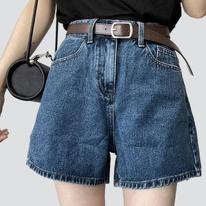 Pantalones vaqueros anchos de cintura alta para mujer, talla grande, estilo europeo y americano, OEM 2026, nuevos, lavados, transpirables, de verano, con logo en la cintura. - Product Image 1