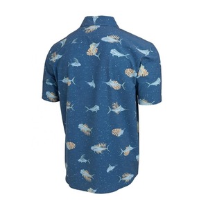 Camisa de Pesca de Manga Corta para Hombre con Estampado de Peces, Cierre de Botones, Transpirable, 100% Algodón, UPF 35 - Product Image 4