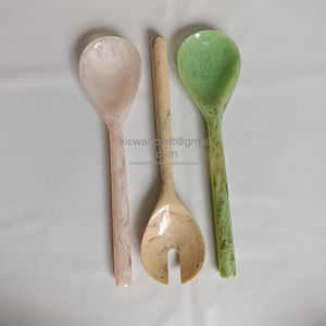 ชุดช้อนสลัดเรซิ่นทำมือ ลายคลื่นวน สีเหลือง/น้ำตาล/ส้ม ใช้กับเครื่องล้างจานได้ ปลอดสาร BPA สำหรับใช้ในบ้านและเชิงพาณิชย์ - Product Image 6