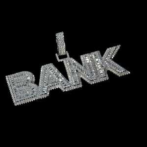 Colgante de Diamantes Certificados IGI, Plata S925, Nombre Personalizado, Diamantes VVS Baguette, Estilo Hip Hop, Unisex, para Fiesta - Product Image 3