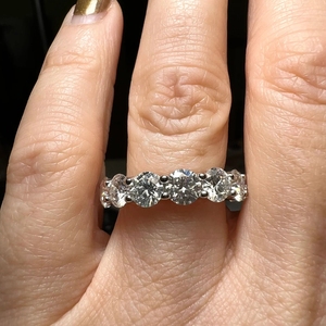 High Quality Moissanite Jewelry 925 Sterling <b>Silver</b> White VVS Round Brilliant Cut Moissanite Full <b>Eternity</b> Band <b>Ring</b> - Product Image 1
