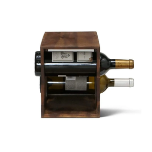 Estante de vino de madera de acacia premium, estilo rústico, de 2 niveles, para mostrador, despensa, cocina, bar, pub, de Vietnam. - Product Image 3