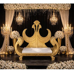 Canapé de luxe King Queen pour scène de mariage, causeuse dorée de style Maharaja, chaise trône royale indienne pour mariage, USA - Product Image 1