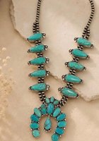 Collier Fleur de Squash Turquoise, Collier Statement Western, Bijoux Perlés Style Navajo pour Femme, Cadeau