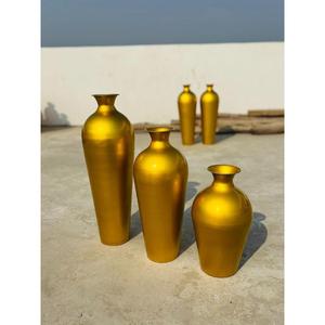 Gold Plated Luxury Flower Pot For Artificial Plants Casted Gold Leaf Design Metal <b>Vases</b> Tabletop Display Flower Pots For Home - Product Image 2