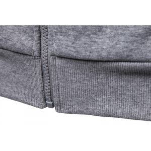 Sweat à capuche zippé en molleton de coton pour homme, broderie sur la capuche, motif uni, printemps automne, logo personnalisé OEM ODM - Product Image 3