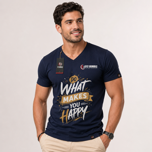 Camiseta de Cuello Redondo para Hombre FLY HUMBLE, Manga Corta, Lisa, Casual, Holgada, Azul Marino, 100% Fibra de Bambú, Transpirable, Antiencogimiento - Product Image 1