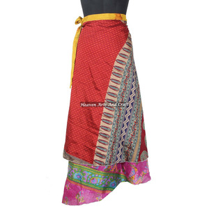Nueva Falda Larga de Playa Estilo Bohemio/Gipsy/Tailandés para Mujer, Precio Económico, Venta al por Mayor, Falda Cruzada de Seda Vintage - Product Image 5
