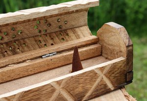 Wooden Incense and Cone <b>Box</b> storage Burner Altar decor,Hand Carved Incense Holder - Ash Cacher Incence And Cone stick Holder Gif - Product Image 4