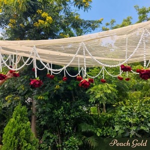 Décoration de plafond de mariage : suspension en maille perlée florale, draperie en tissu pour réception de banquet, entrée de la mariée Haldi Mehndi - Product Image 2