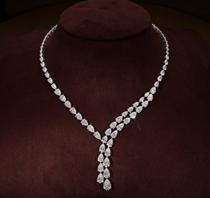 Premium Lab Grown Pear Cut High Purity Filled Necklace Silver Plated <b>Chain</b> IGI Certified Vintage Style Sparkling Women's Wedding - Product Image 1