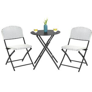 Set da bistrot in rattan da 3 pezzi con tavolo da pranzo rotondo e 2 sedie - Product Image 1