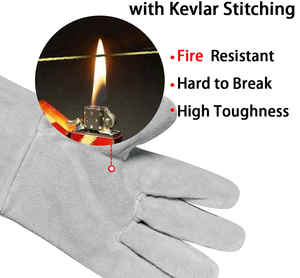 Gants de travail en cuir pour hommes, renforcés, résistants à la chaleur, anti-coupure, de sécurité, pour mécaniciens et ouvriers - Product Image 6