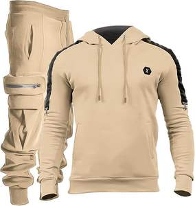 Ensemble de survêtement 2 pièces pour homme, style hip-hop, brodé, automne, sweat-shirt à manches longues, tenue de jogging, 100% coton molletonné - Product Image 6