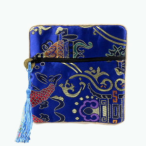 Sacs en brocart brodé en gros, petits sacs à perles Bouddha, porte-monnaie simple, pochette à fermeture éclair, sac d'emballage pour bijoux - Product Image 3